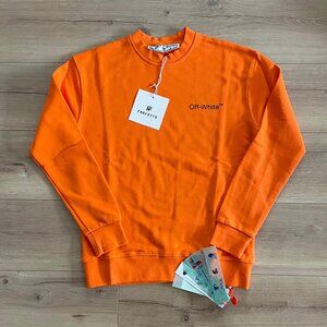 MEDIUM OFF-WHITE MEN'S CREWNECK ORANGE COTTON SWEATERS
